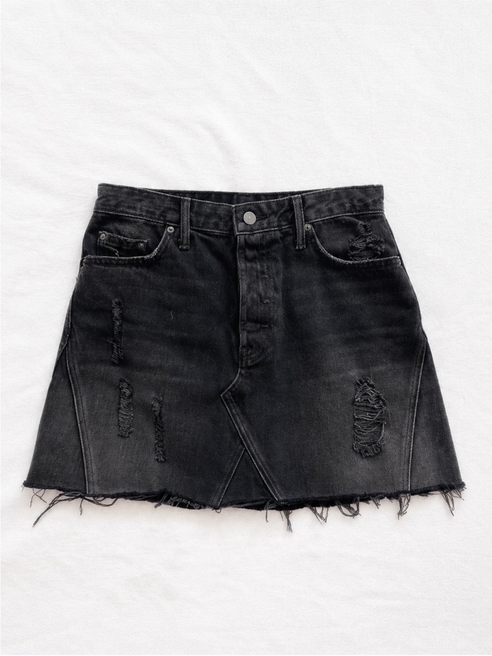 GRLFRND black distressed denim mini skirt size 26